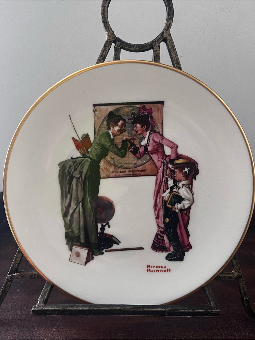 Vintage Norman Rockwell Danbury Mint Back to School Fine China Dinner Plate